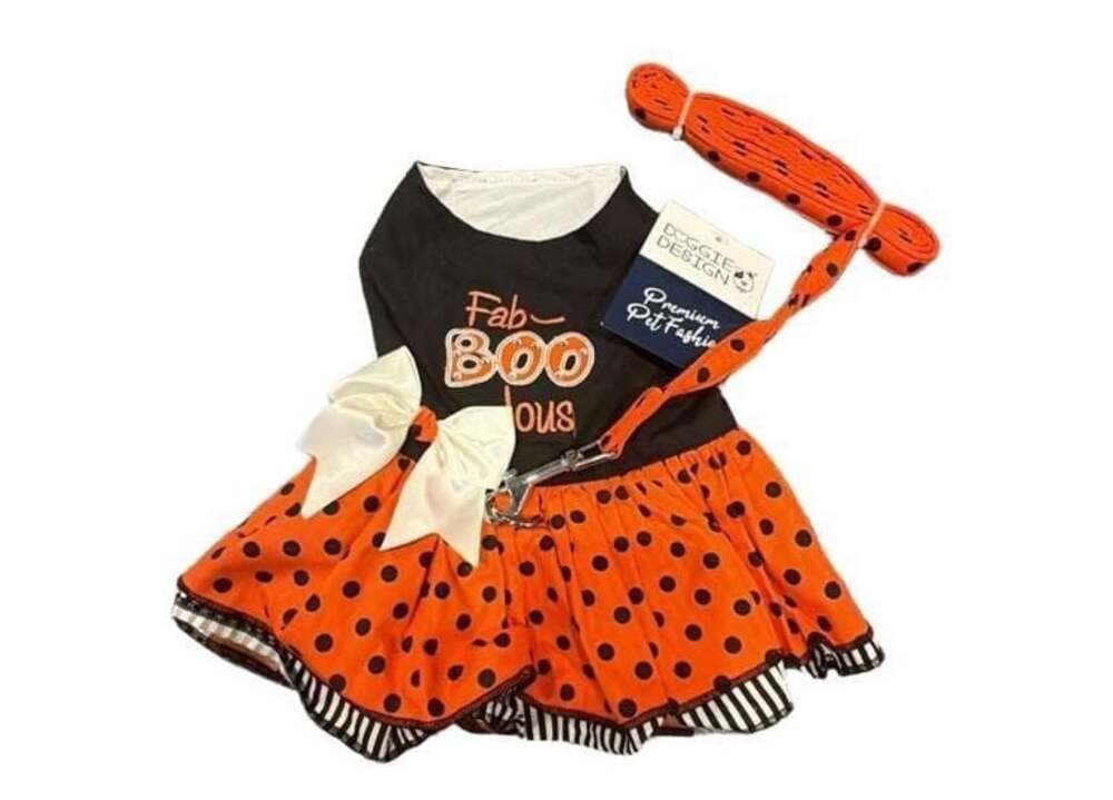 Doggie Design Fab-BOO-lous Halloween Dog Harness Dress with Matching Leash